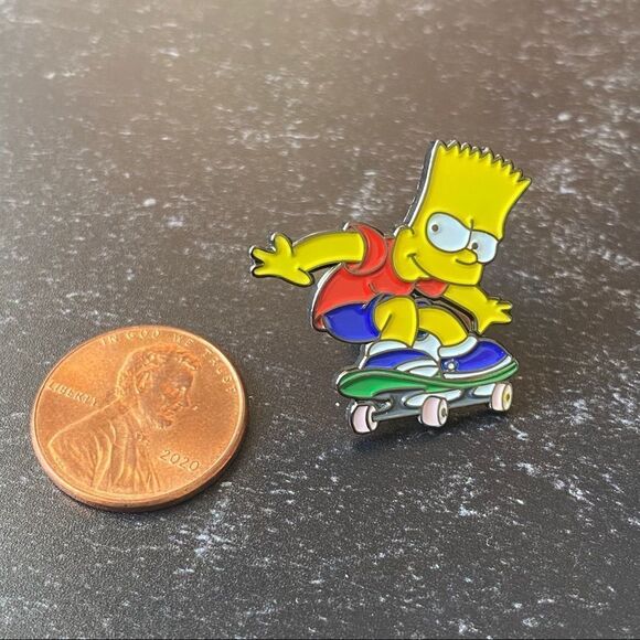 Bart Simpson Skateboard Enamel Pin/ Brooch - Picture 3 of 5